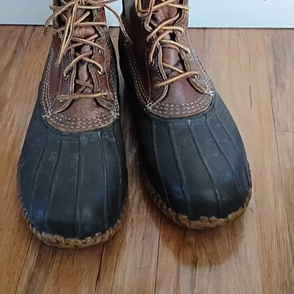 L.L. Bean Men's Brown Leather + Black Rubber Duck Boots